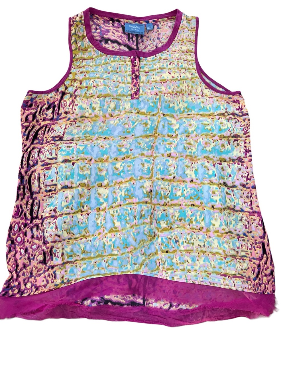 Simply Vera Vera Wang Multi-Color Printed Top Size L